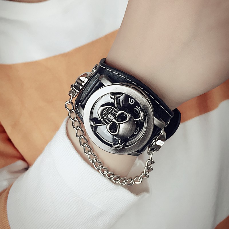 Men Accessories For Wrist - New Leather Stainless Steel Chain Flap