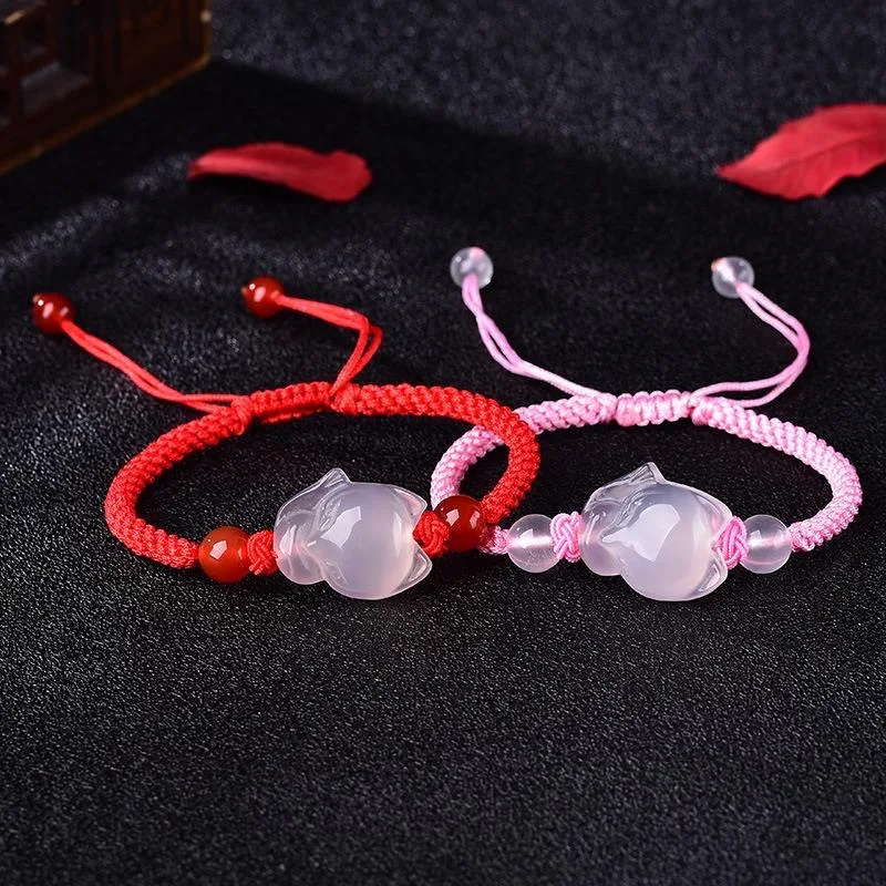 Men Accessories Hand - Chinese Natural Pink Agate Chalcedony Jade