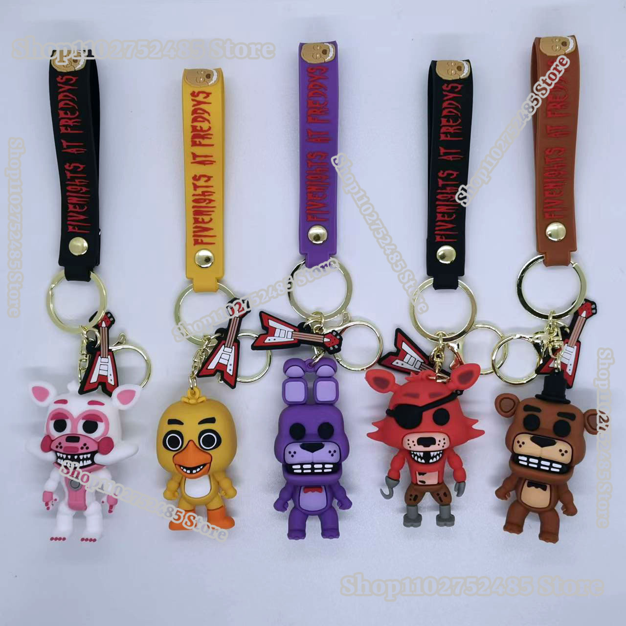 Men Accessories Ring - 5pcs Cartoon Anime FNAF Figure Keychains