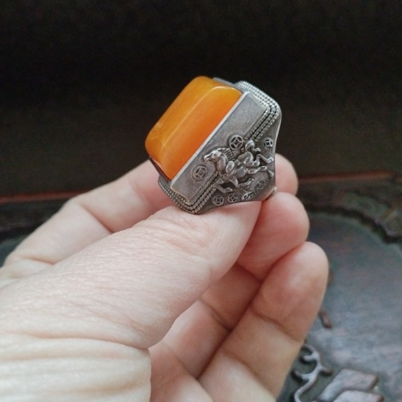 Men Accessories Ethnic - Retro Horse & Coin Pattern Ring