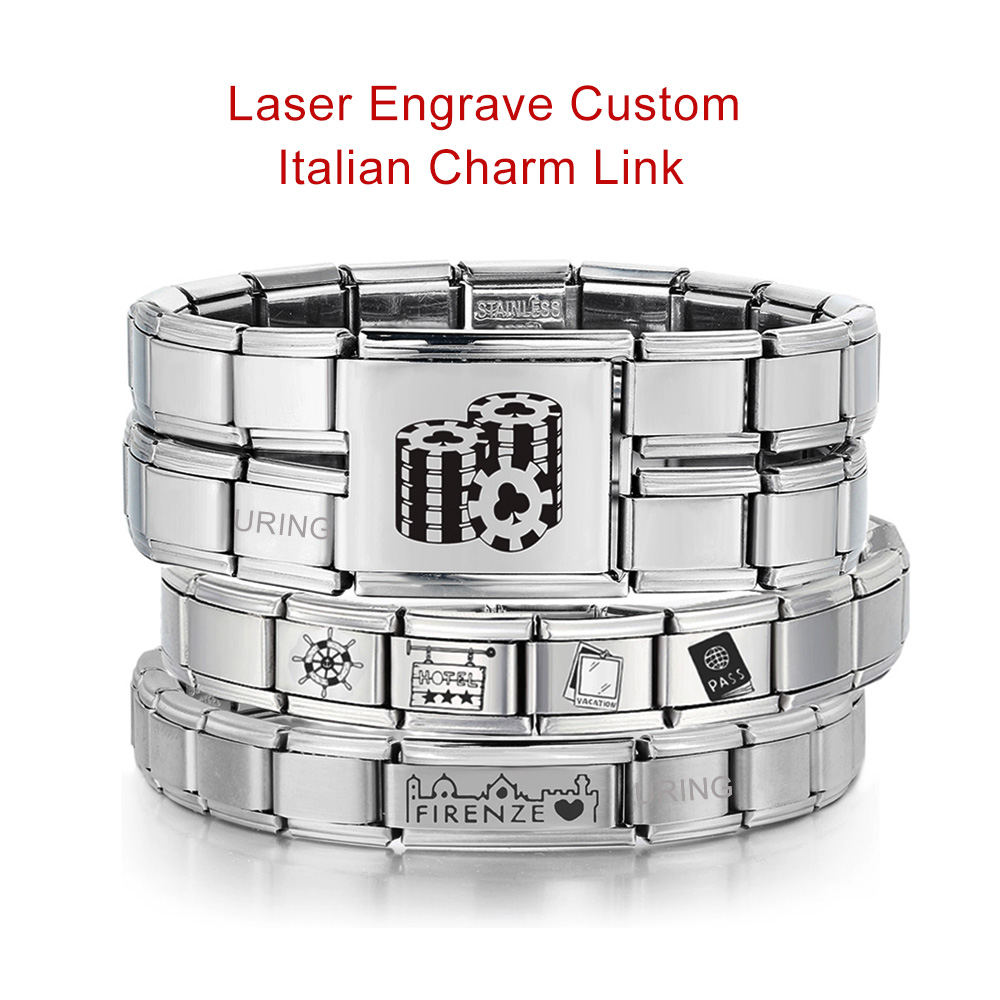 Bracelet Beaded Men - URING Customized Laser Engrave Italian Charm