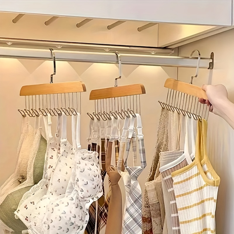 Men'S Accessories Organizer For Wardrobe - 8 hook Wooden Belt Rack Storage
