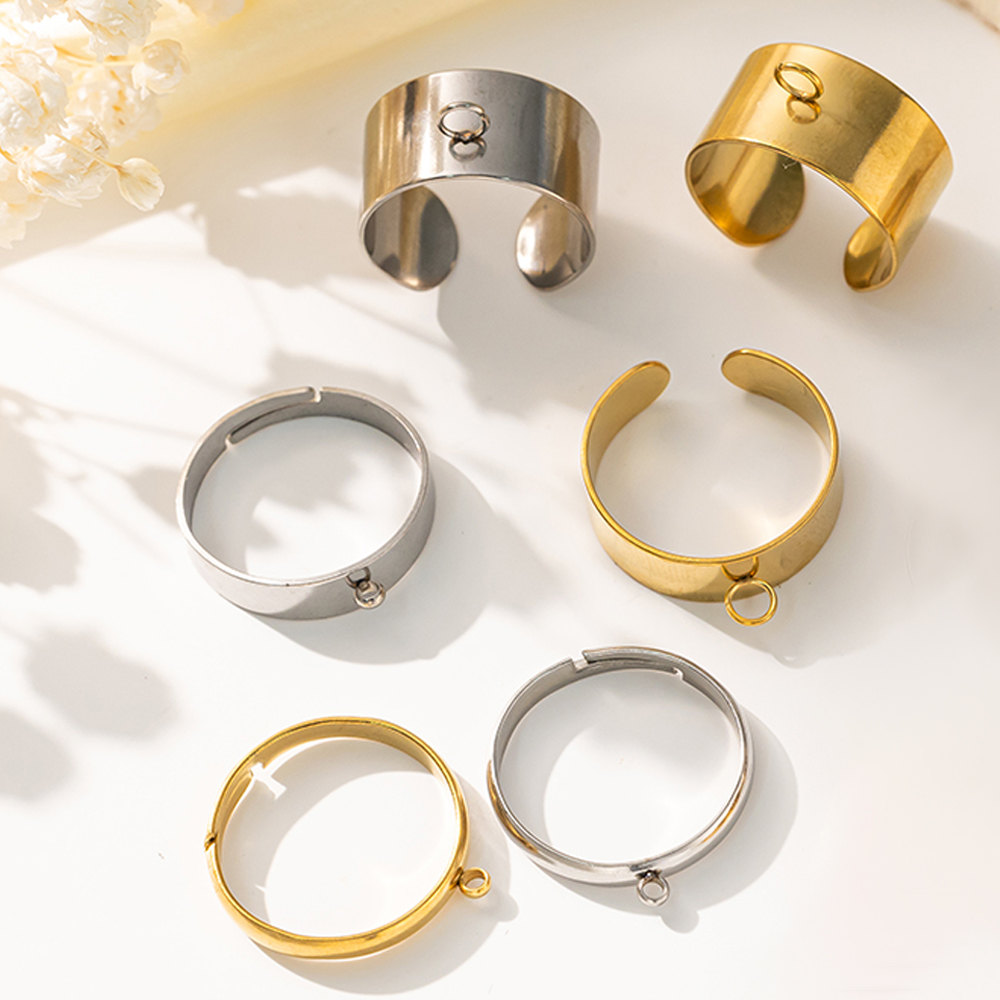 Men Accessories Ring - 5pcs/Lot Stainless Steel Gold Color Open