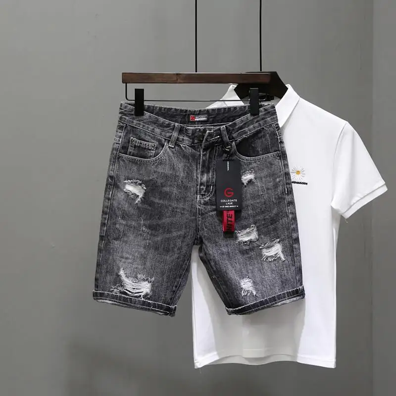Men'S Accessories For Jeans - Men's Short Jeans Pants Black Gray