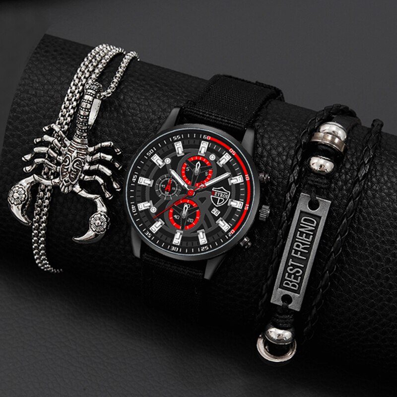Men Accessories For Wrist - 3PCS Set Fashion Mens Simple Watches