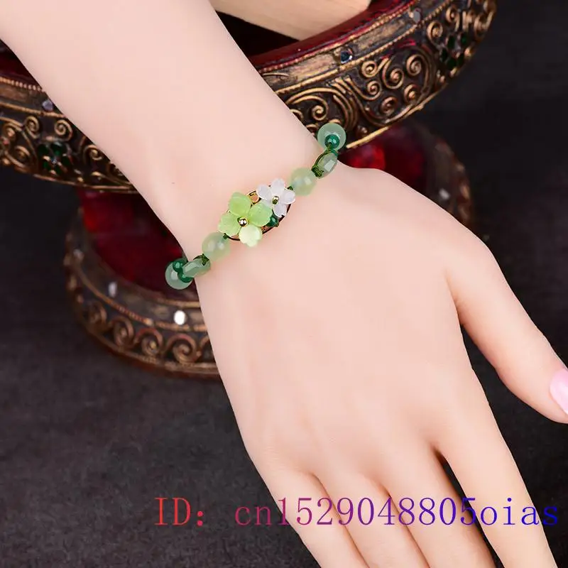 Green Jade Flower Bracelet Amu - Bracelet Beaded Men 评论和价格