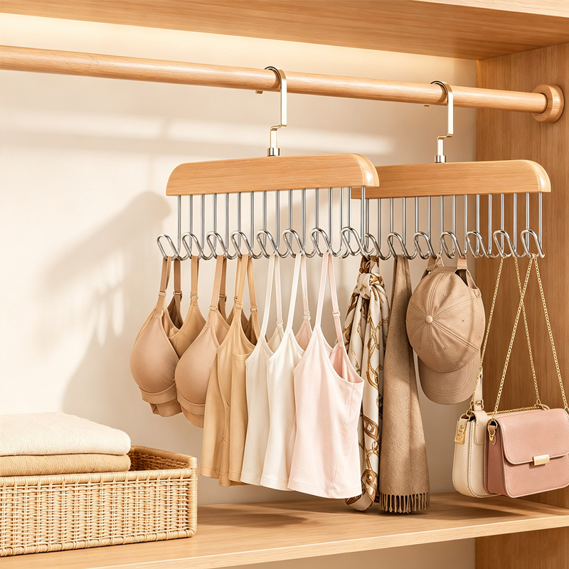 Wooden Tie Hangers Belt Rack W - Men'S Accessories Organizer For Wardrobe 评论和价格