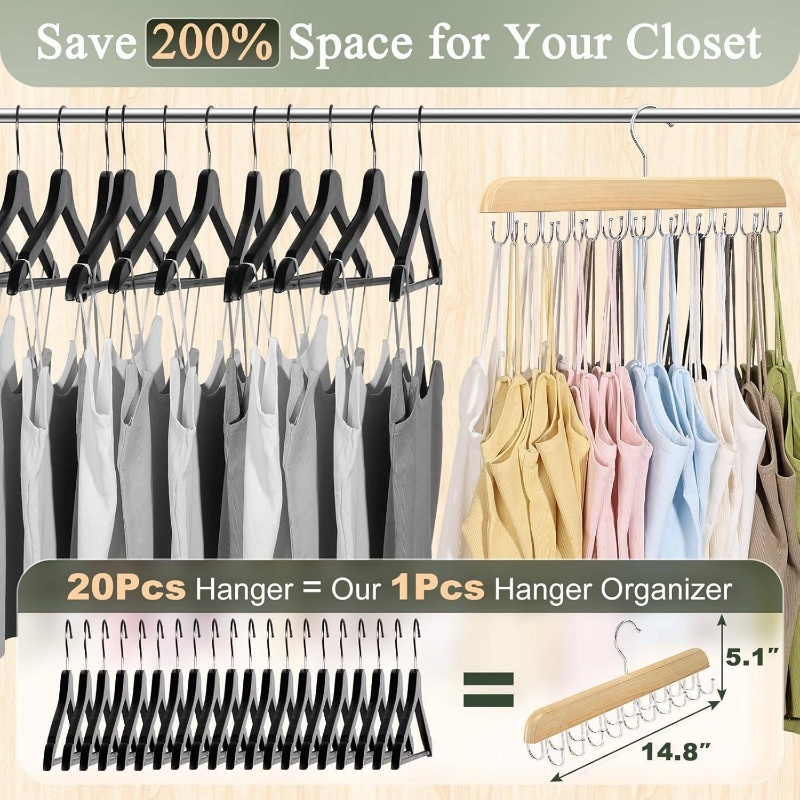 Wooden Tie Hangers Belt Rack W - Men'S Accessories Organizer For Wardrobe 评论和价格