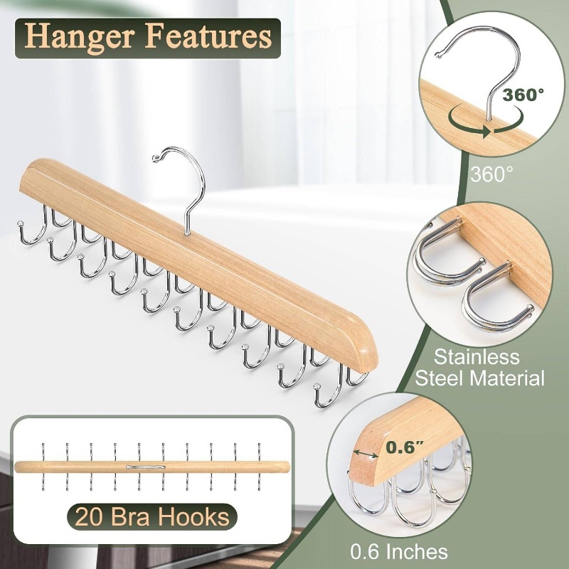 Wooden Tie Hangers Belt Rack W - Men'S Accessories Organizer For Wardrobe 评论和价格