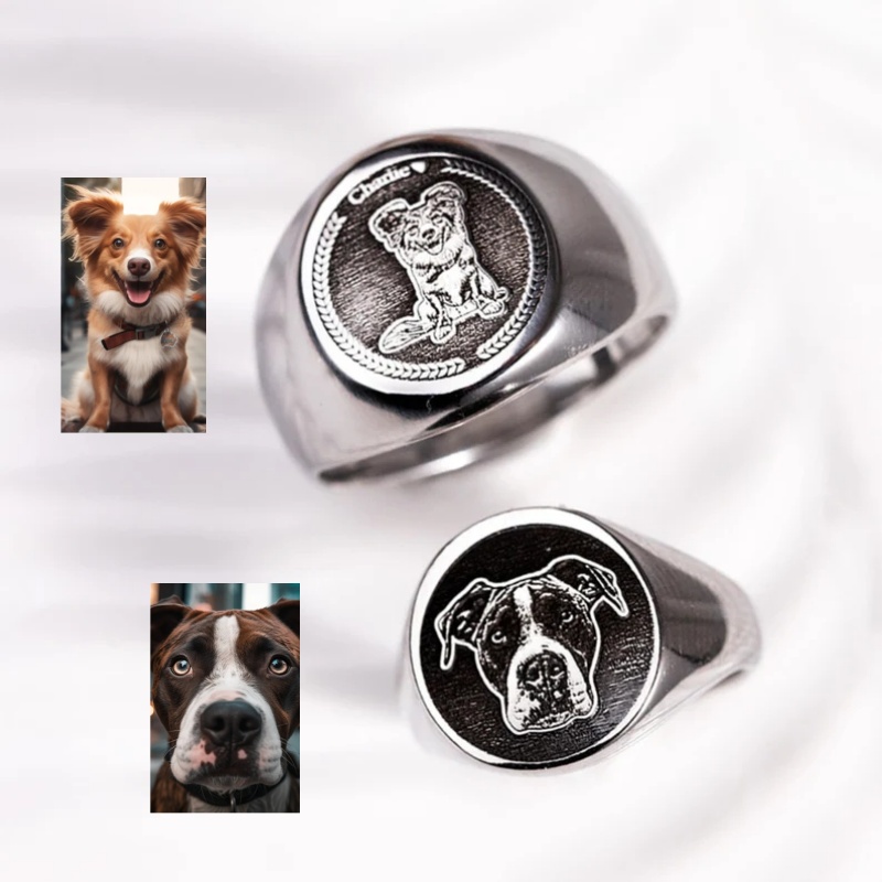 Custom Engrave Photo Signet Ri - Men Accessories Wholesale 评论和价格
