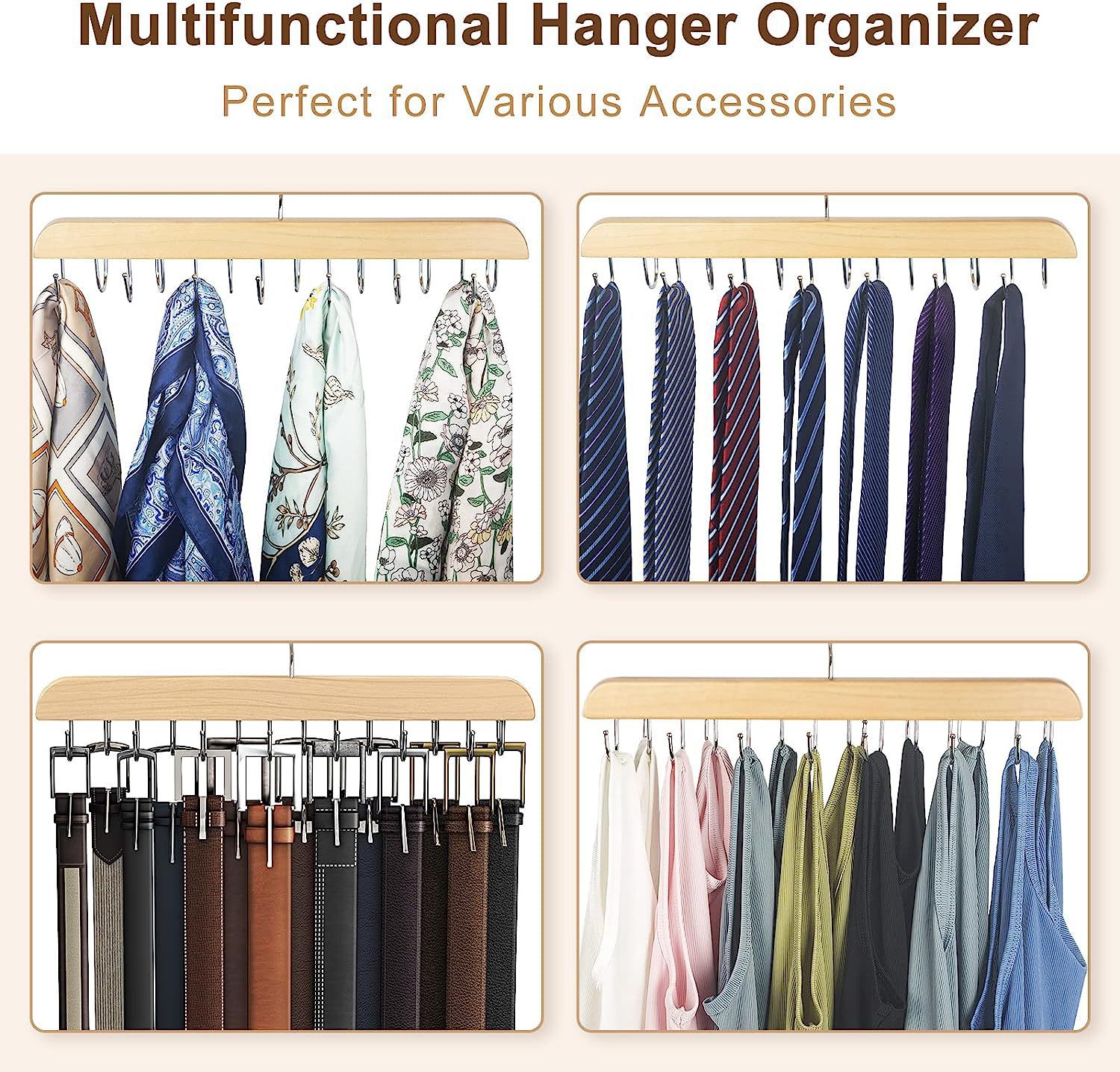 Wooden Belt Rack Women Storage - Men'S Accessories Organizer For Wardrobe 评论和价格