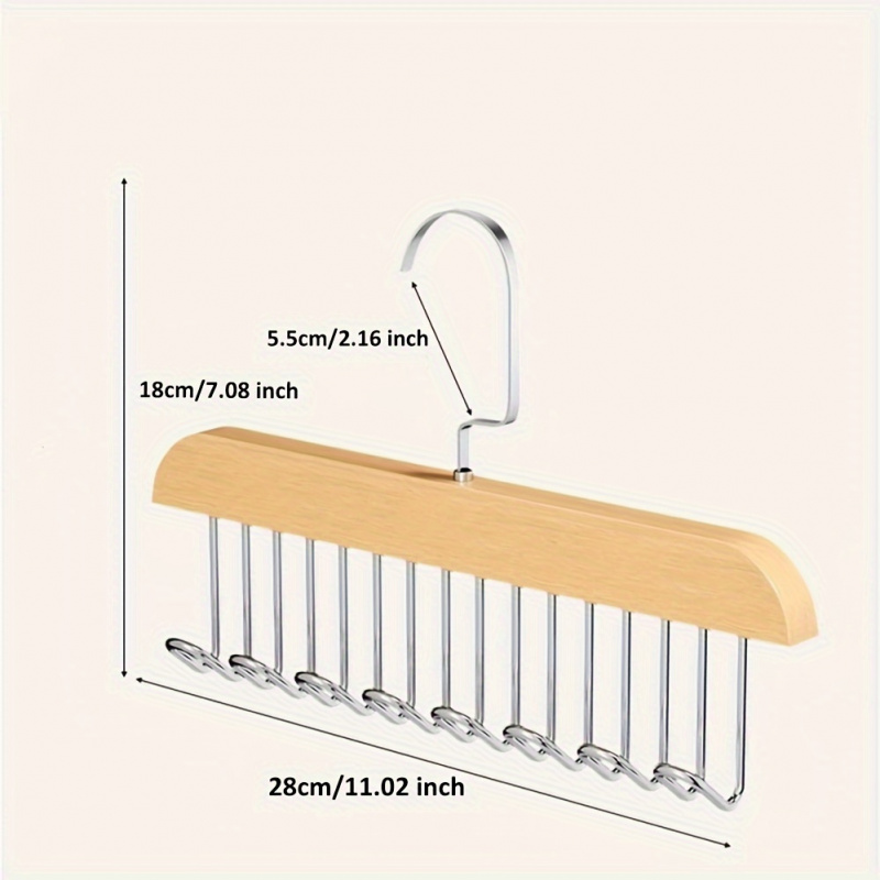 8 hook Wooden Belt Rack Storag - Men'S Accessories Organizer For Wardrobe 评论和价格