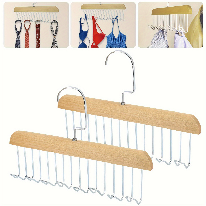 8 hook Wooden Belt Rack Storag - Men'S Accessories Organizer For Wardrobe 评论和价格