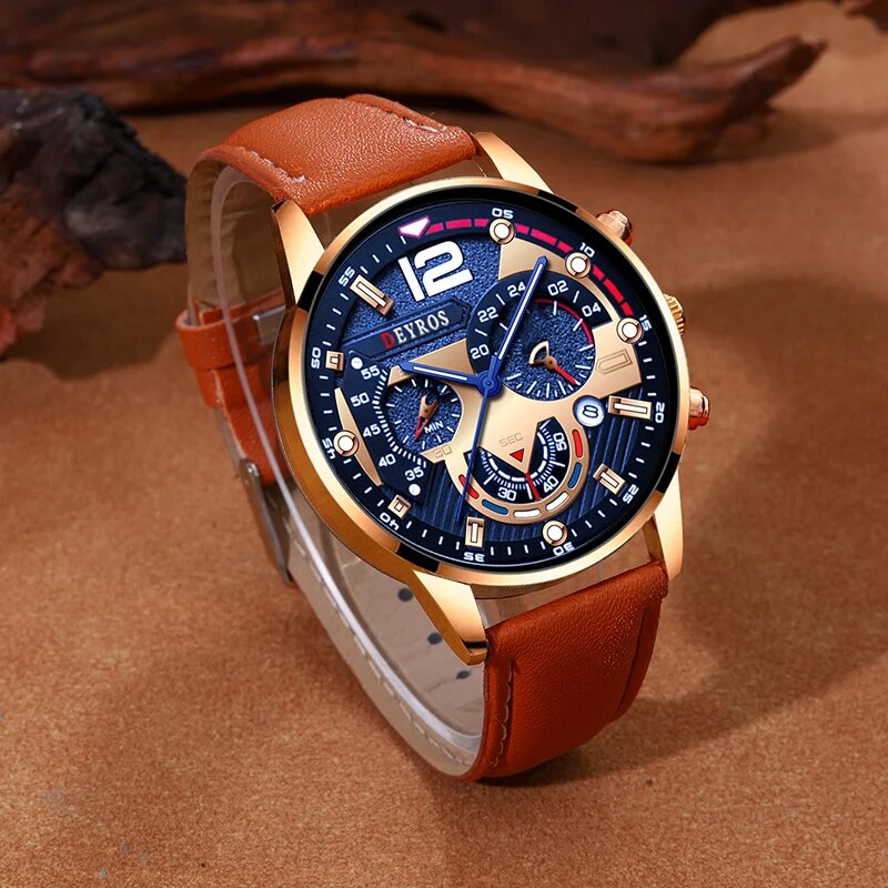 2PCS Set Fashion Mens Calendar - Men Accessories For Wrist 评论和价格