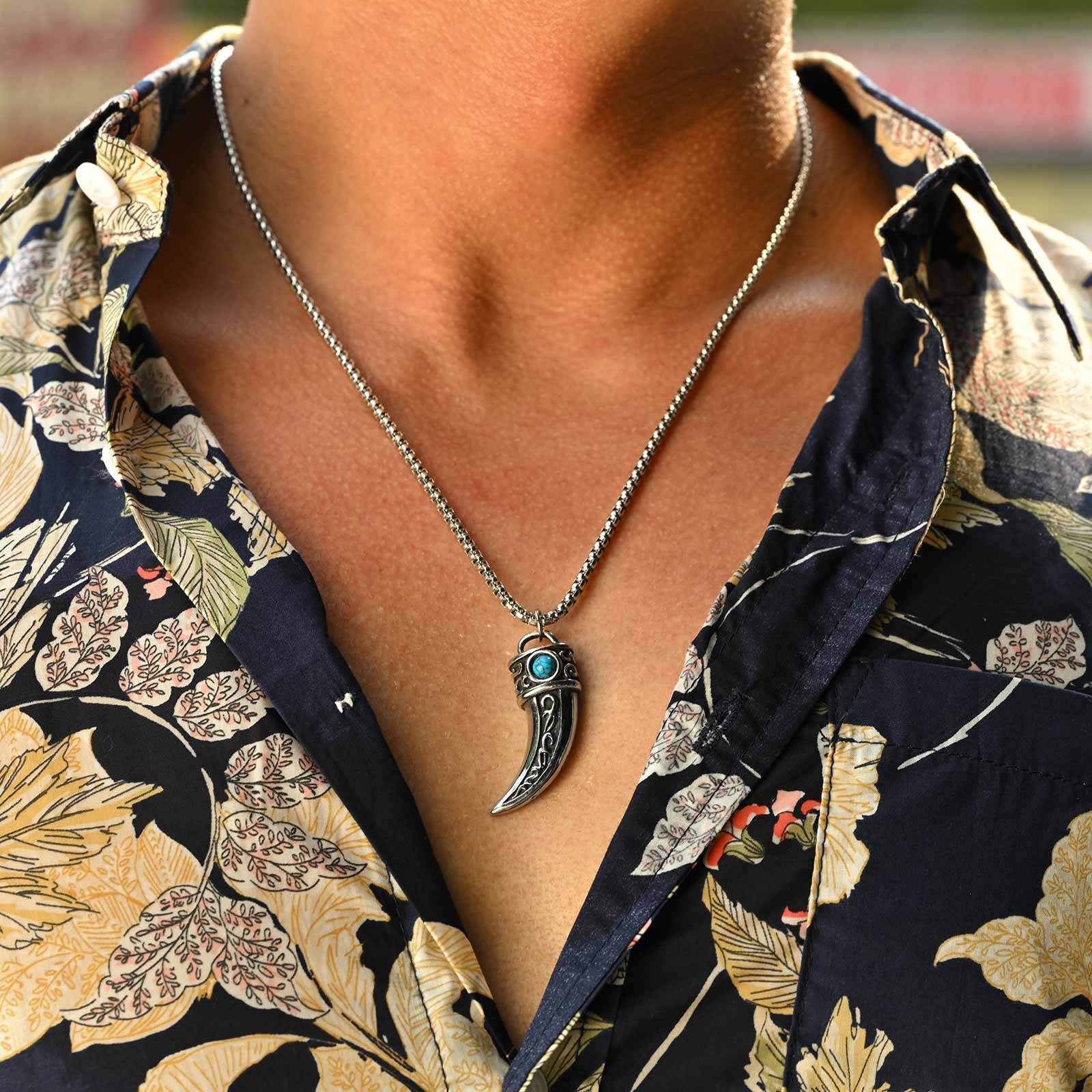 Vintage Horn Charms Necklace f - Men Accessories Ethnic 评论和价格