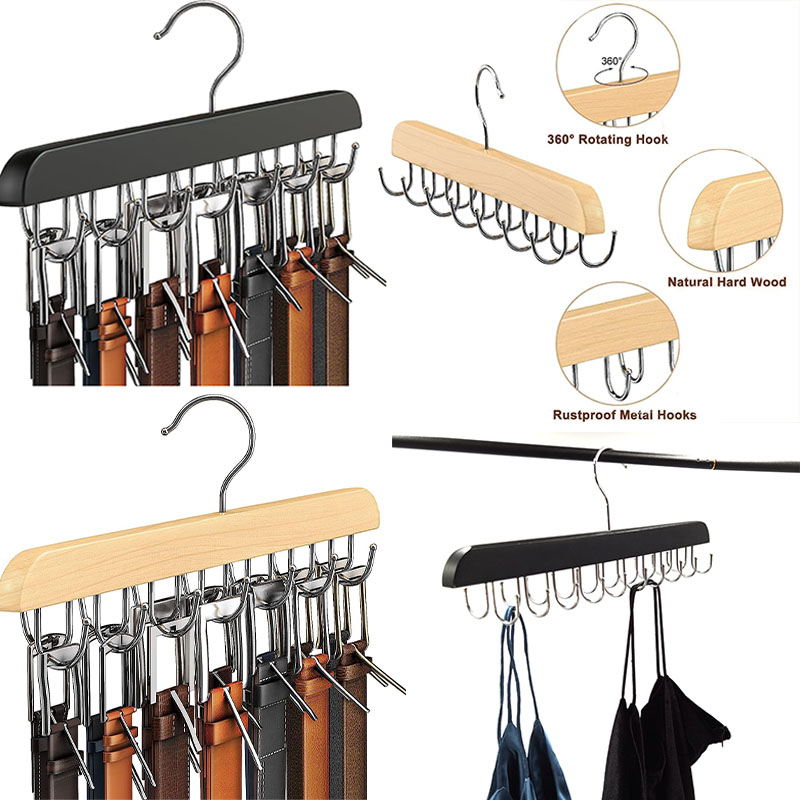 Wooden Belt Rack Women Storage - Men'S Accessories Organizer For Wardrobe 评论和价格