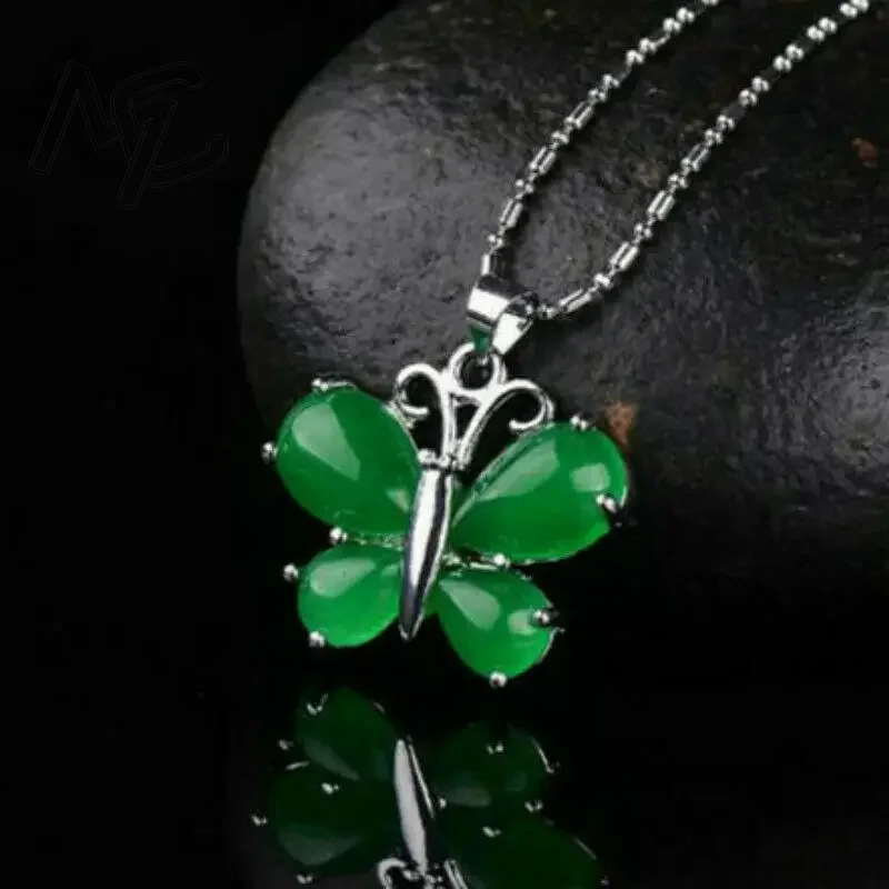 S925 Silver Green Jade Butterf - Men Accessories Hand 评论和价格