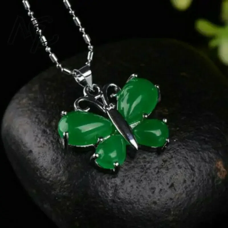 S925 Silver Green Jade Butterf - Men Accessories Hand 评论和价格