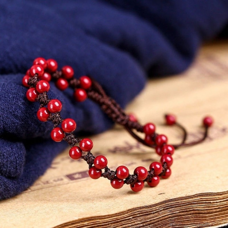 Customized Natural Red Cinnaba - Bracelet Beaded Men 评论和价格