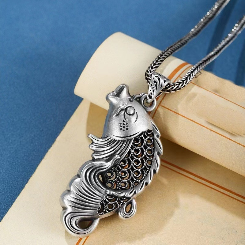 Vintage Relief Fish Pendant Fo - Men Accessories Ethnic 评论和价格