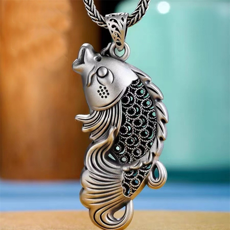 Vintage Relief Fish Pendant Fo - Men Accessories Ethnic 评论和价格