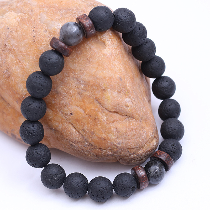 Handmade Elastic 8mm Volcanic  - Bracelet Beaded Men 评论和价格