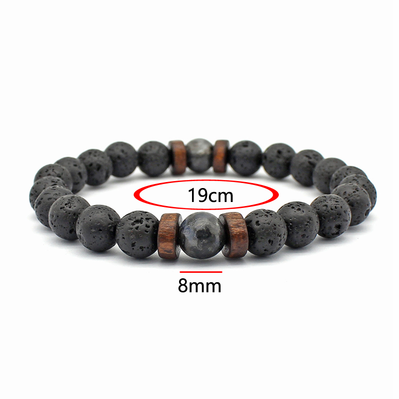 Handmade Elastic 8mm Volcanic  - Bracelet Beaded Men 评论和价格