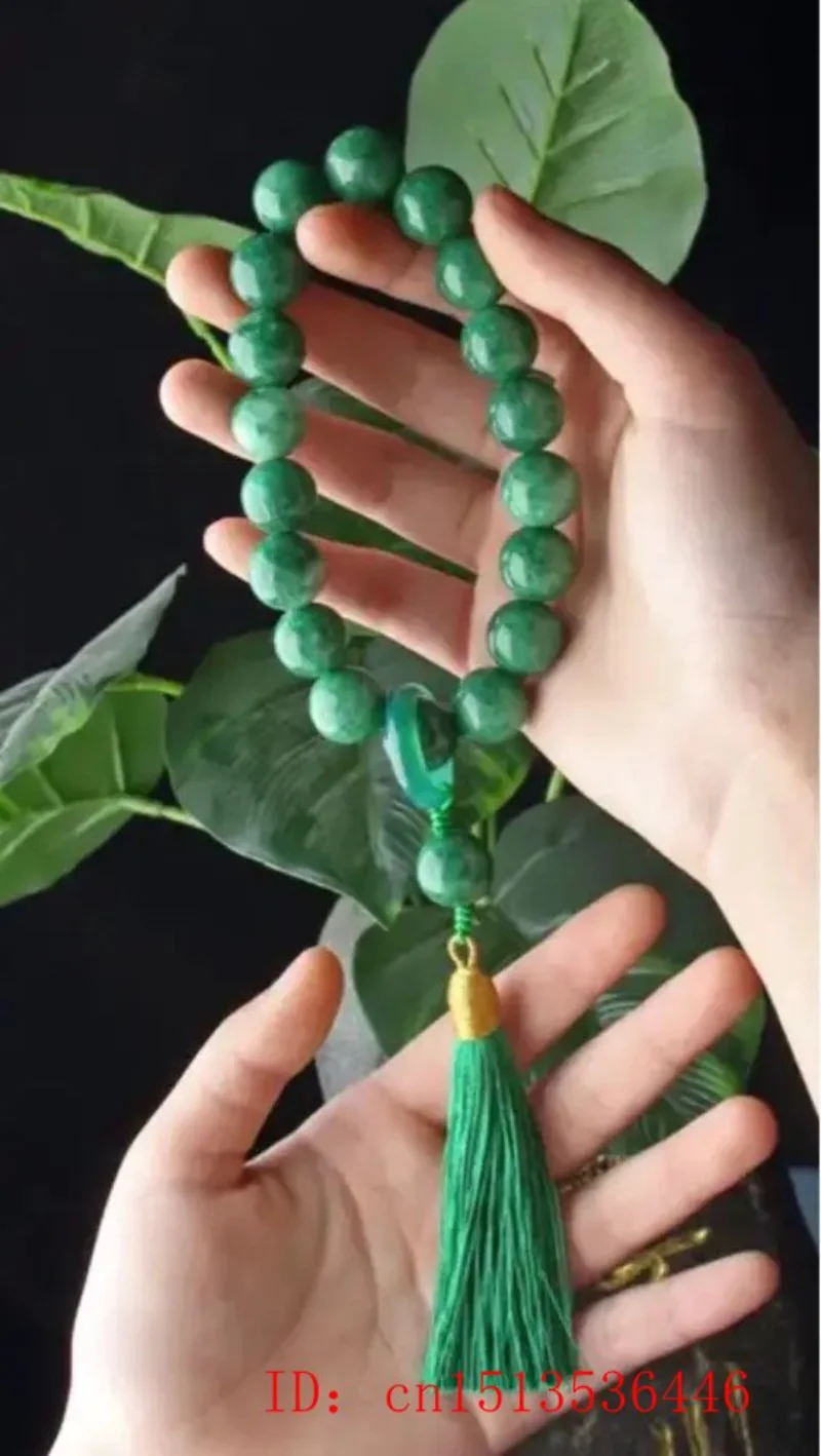 Green Jade Stone 12mm Beads Ta - Bracelet Beaded Men 评论和价格